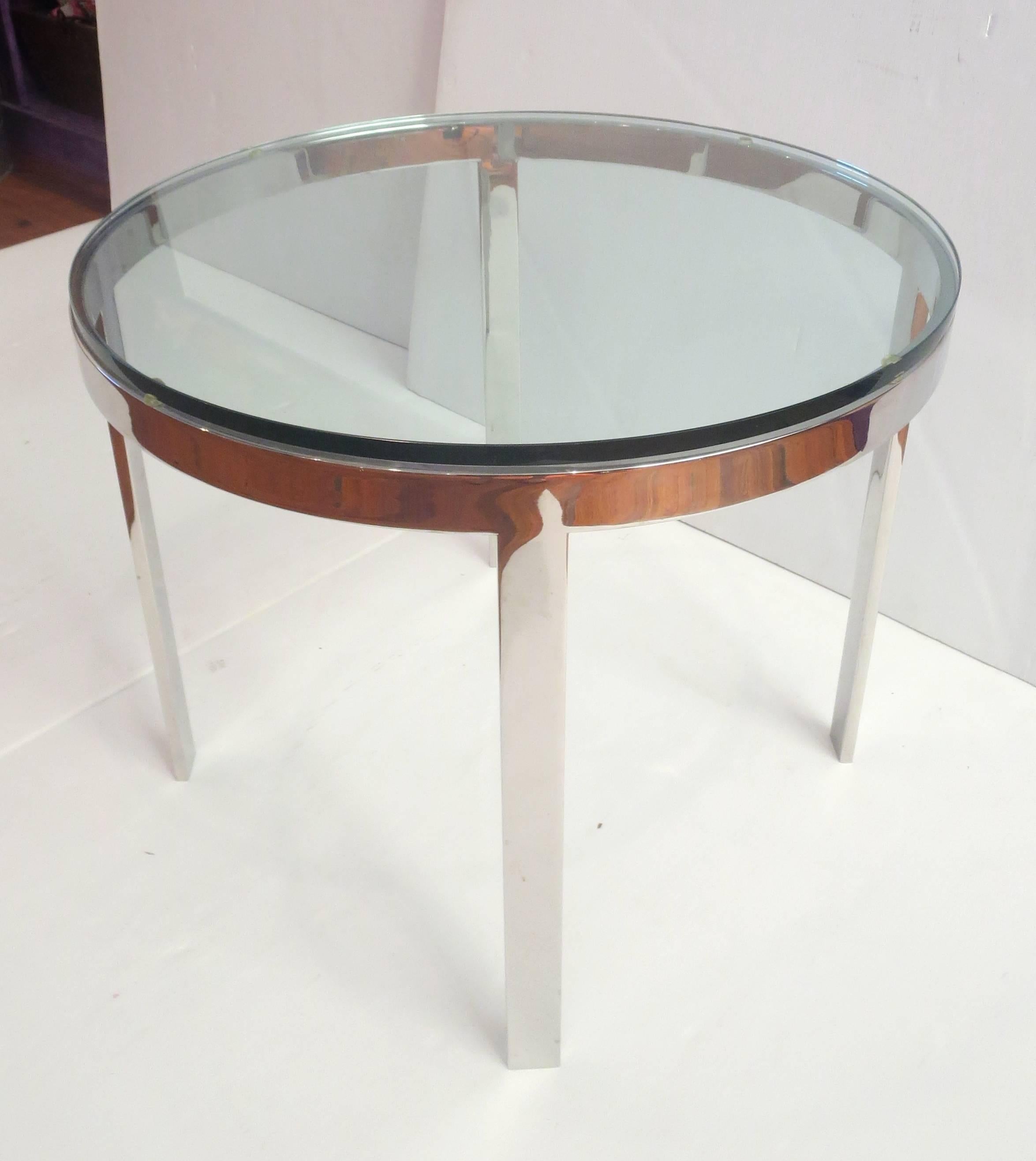 Mid-Century Modern 1970s Polished Solid Steel & Glass Cocktail Table by Nicos Zographos