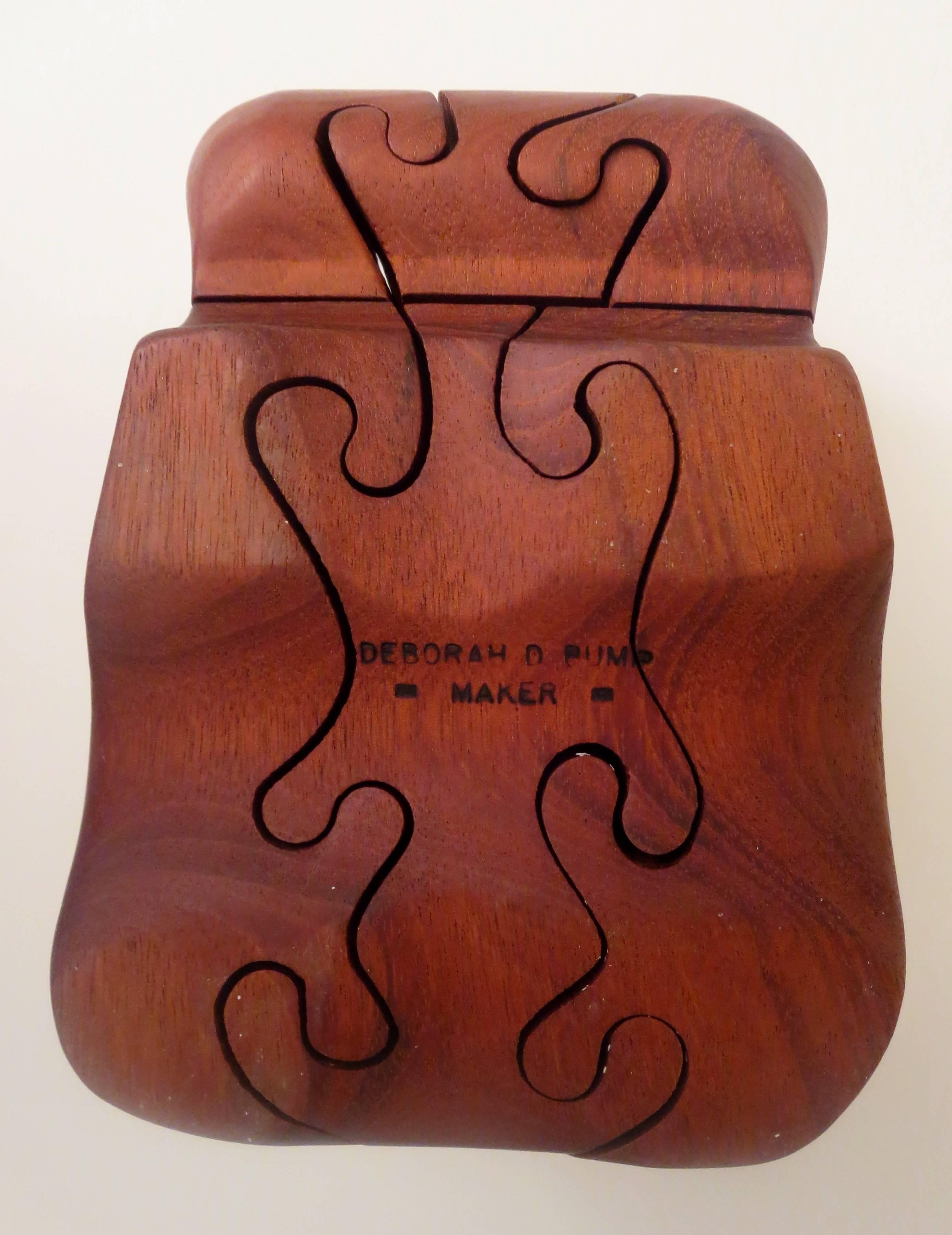 Solid Figural Hippo Walnut Wood Puzzle Toy by Deborah D Bump 2