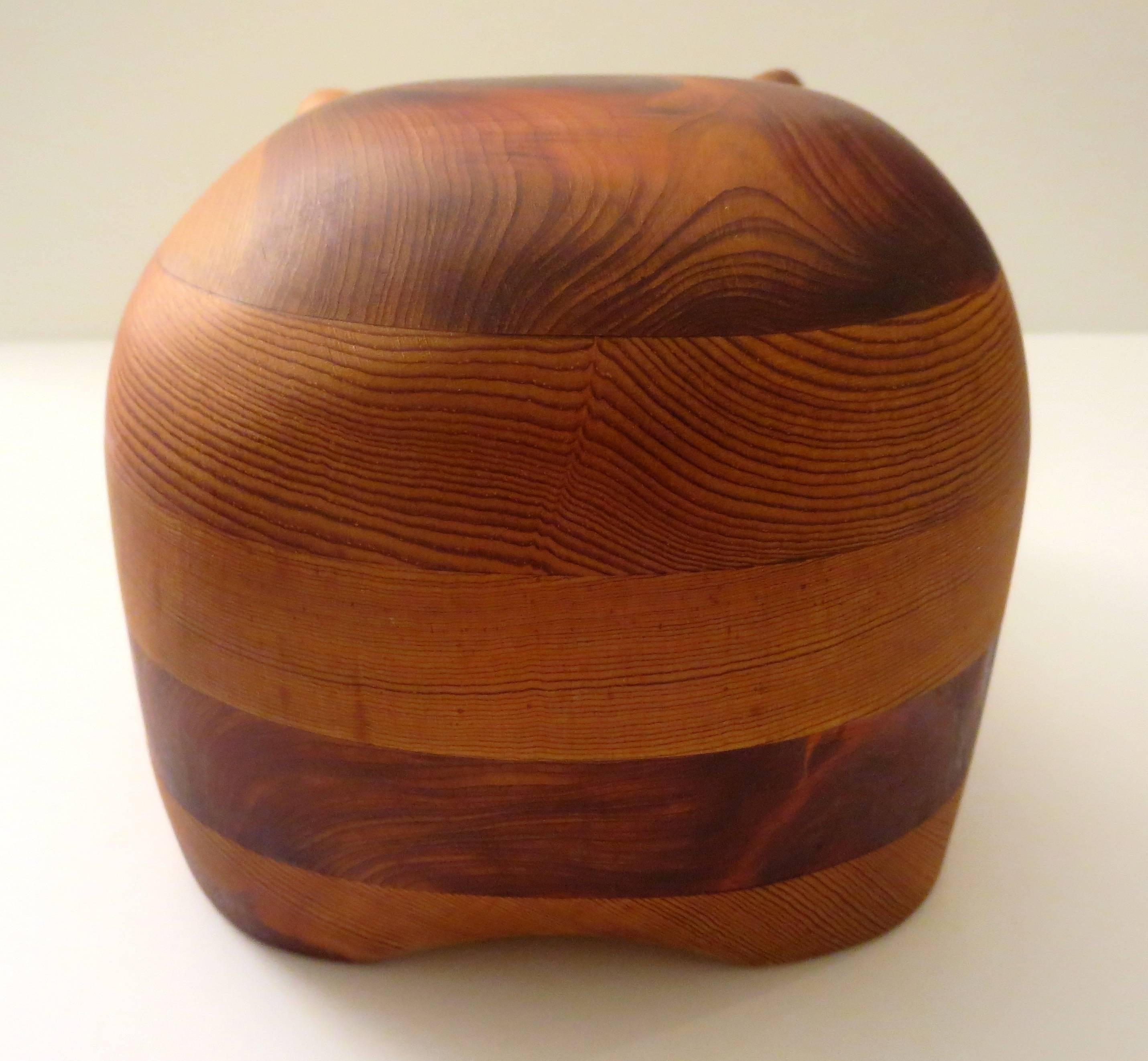Solid Figural Hippo Cedar and Pine Wood Jewelry Box by Deborah D Bump In Excellent Condition In San Diego, CA