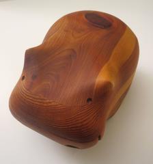 Solide Figural Hippo Zeder und Kiefer Holz Schmuck-Box von Deborah D Bump
