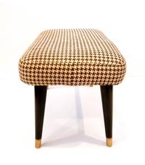 1950s Atomic Age American Modern Ottoman Footstool Upholstered in Houndstooth