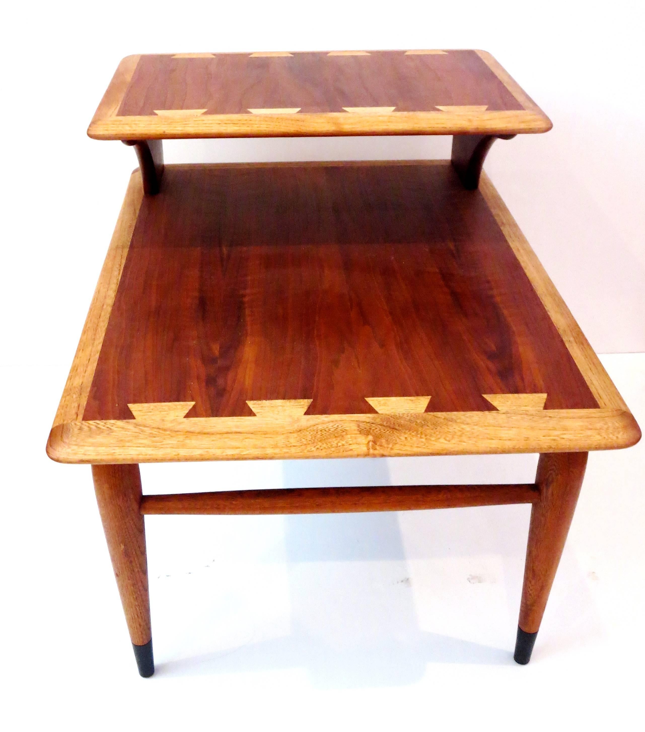 Mid-Century Modern 1950s American Modern walnut step end side table Atomic age