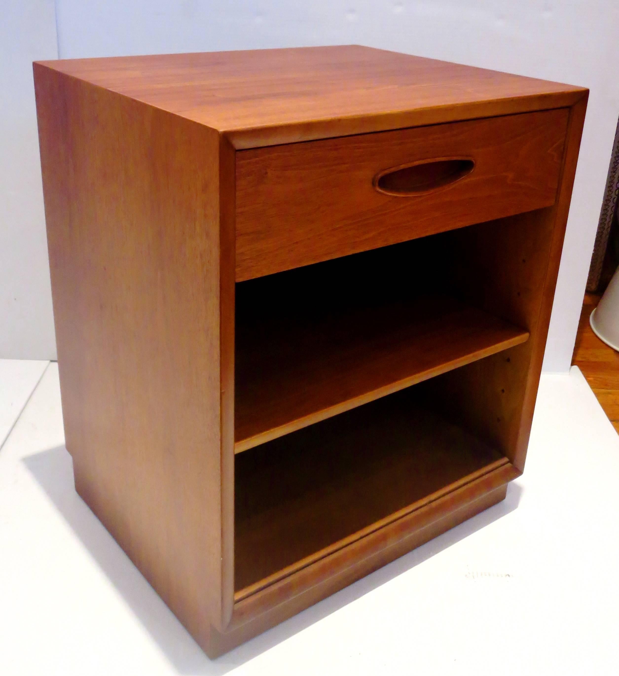 American 1960s Danish Modern Walnut Single Nightstand by Henredon