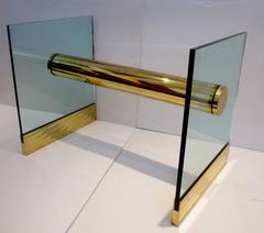 1970s Striking Brass and Glass Dining Table/Desk Base by Leon Rosen for Pace