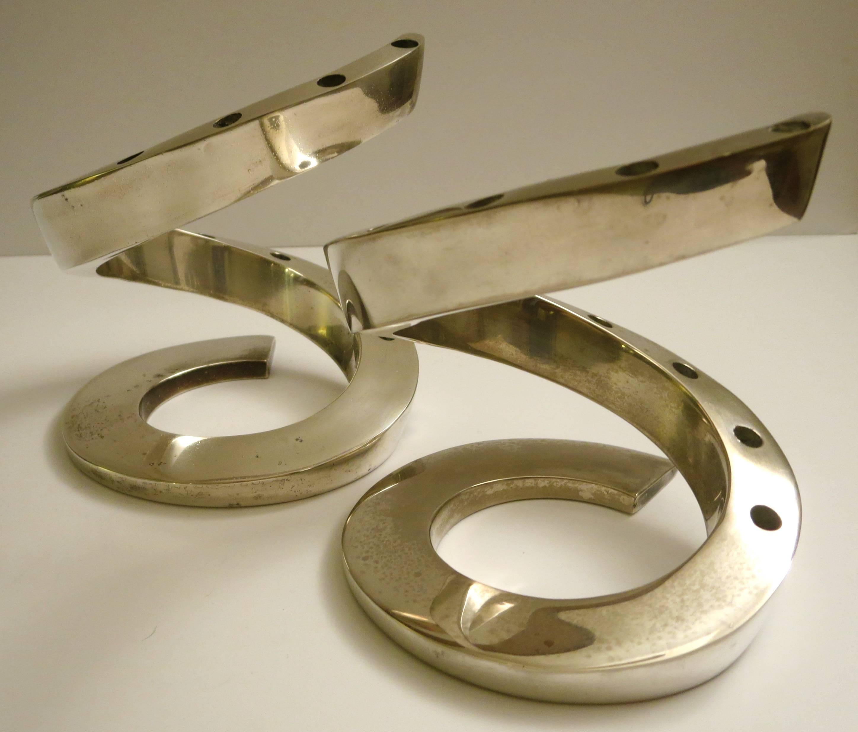 Scandinavian Modern Matching Pair of Silver Plate Snake Candle Holders by Bertil Vallien for Dansk For Sale