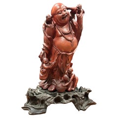 Mid-Century Hotei / "Happy Buddha" Wandering Monk Carved Wood Sculpture