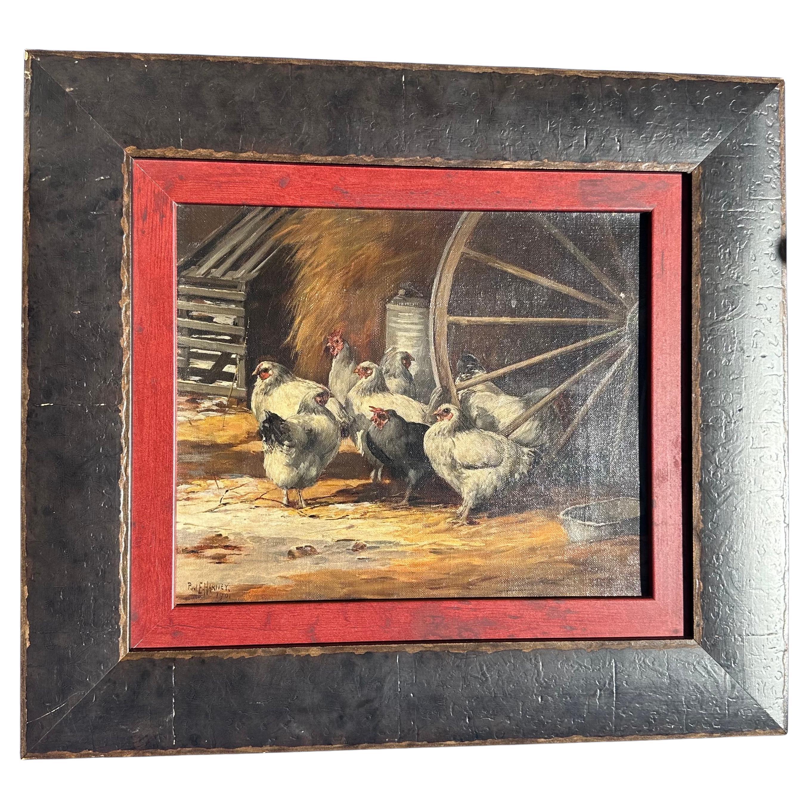 Antique Original Oil on Canvas Painting by Paul E. Harney 1901