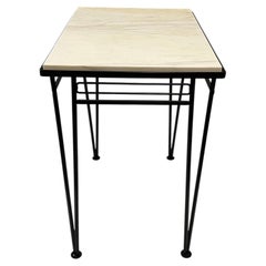 Art Deco Petite Iron/Marble Frame Base Cocktail Desk Table Indoor or Outdoor Use