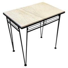 Art Deco Petite Iron/Marble Frame Base Cocktail Desk Table Indoor or Outdoor Use