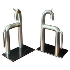 Pair of Art Deco Nickel Horse Bookends by Walter Von Nessen for Chase & Co. Pair of Art Deco Nickel Horse Bookends by Walter Von Nessen for Chase & Co.