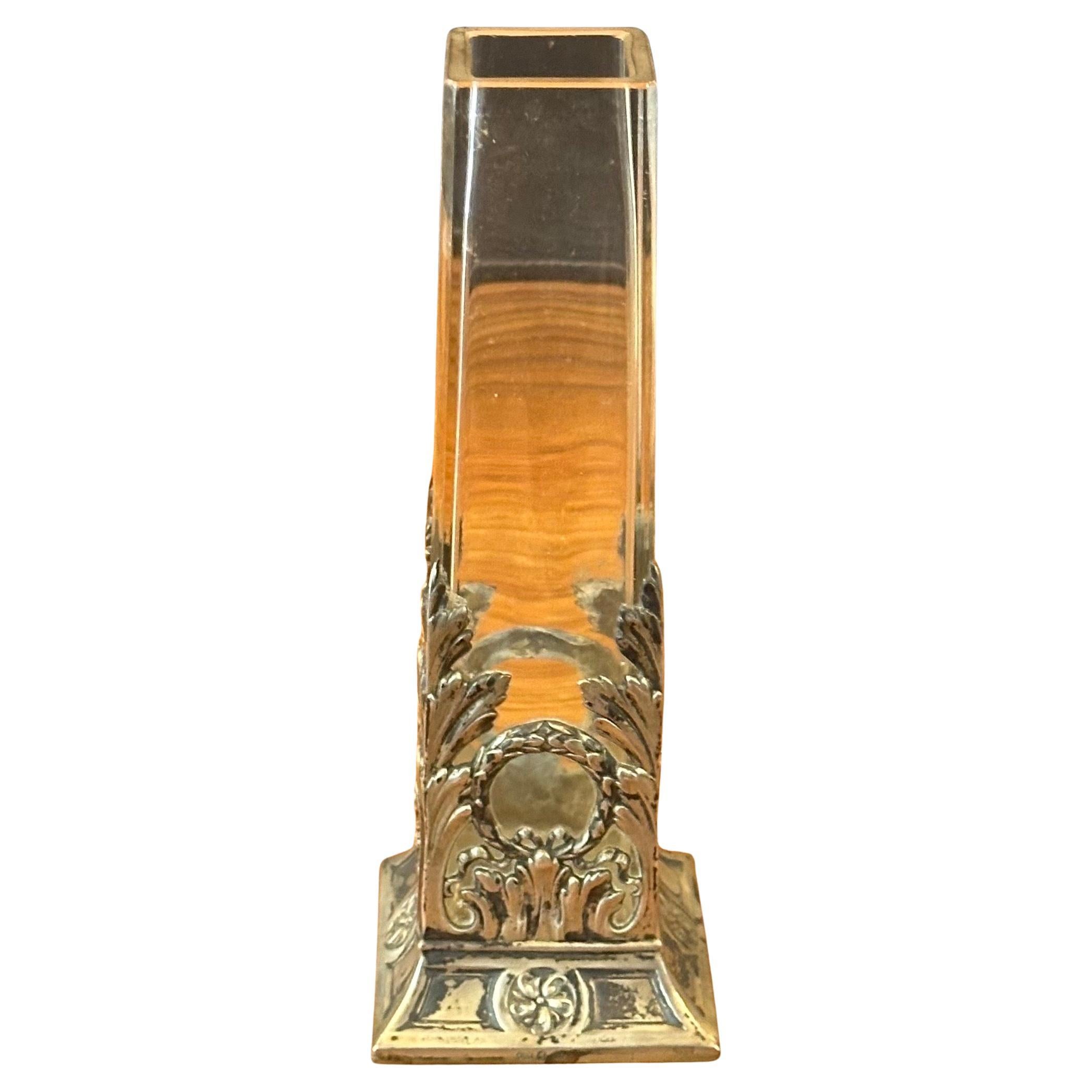 XX secolo Vaso a bocciolo in vetro Art Nouveau e argento .800 sovrapposto in vendita