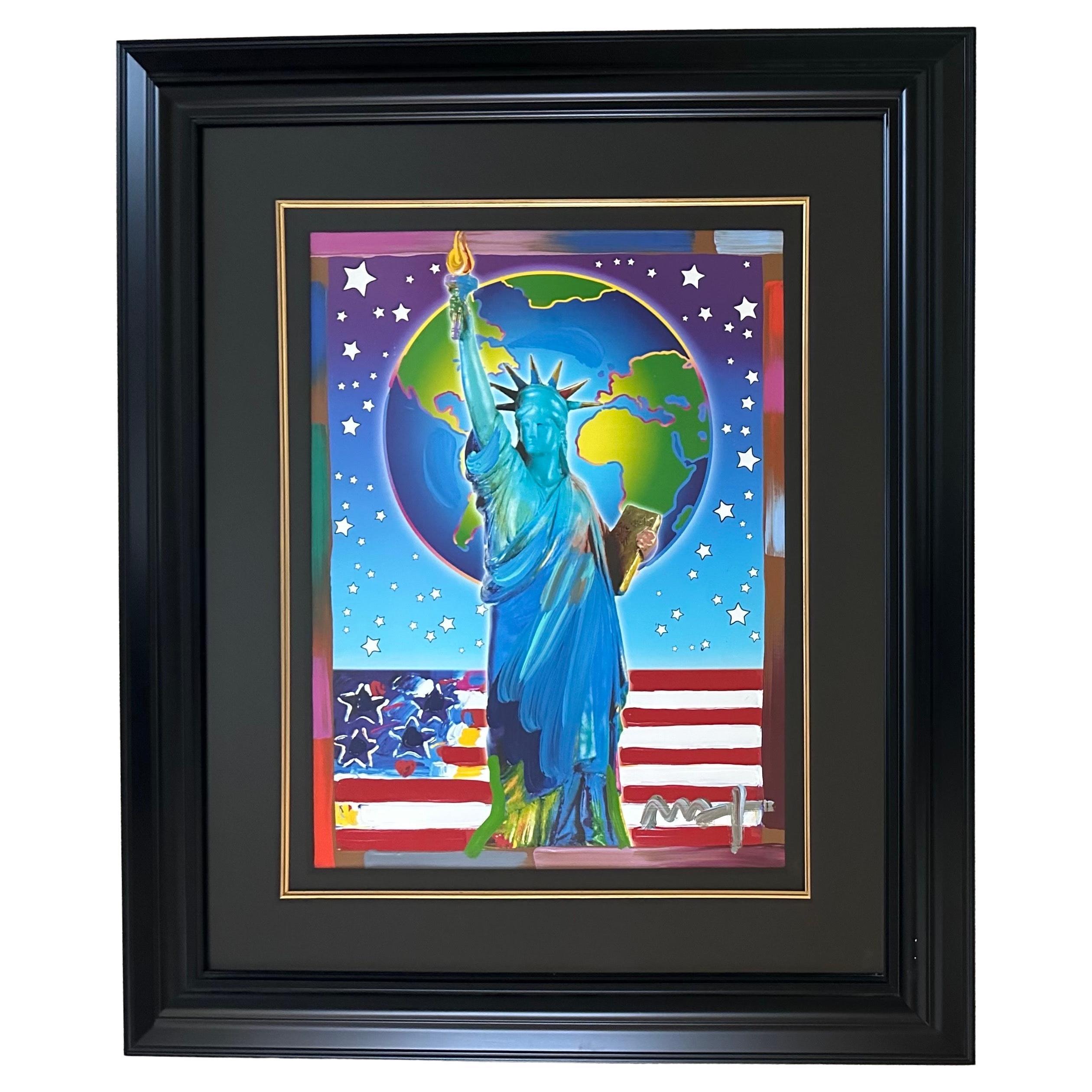 Peter Max "Peace on Earth II" Mixed Media w/Acrylic Enhancement Patriotic Series