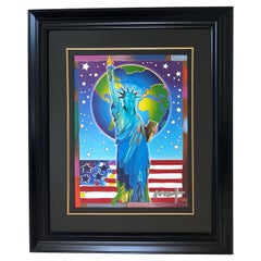 Peter Max "Peace on Earth II" Mixed Media w/Acrylic Enhancement Patriotic Series