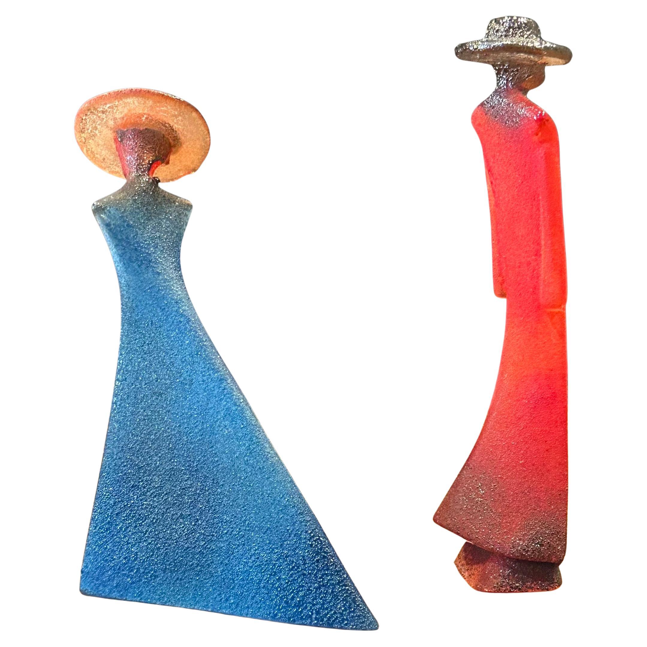 Postmoderno Coppia di sculture in vetro artistico 