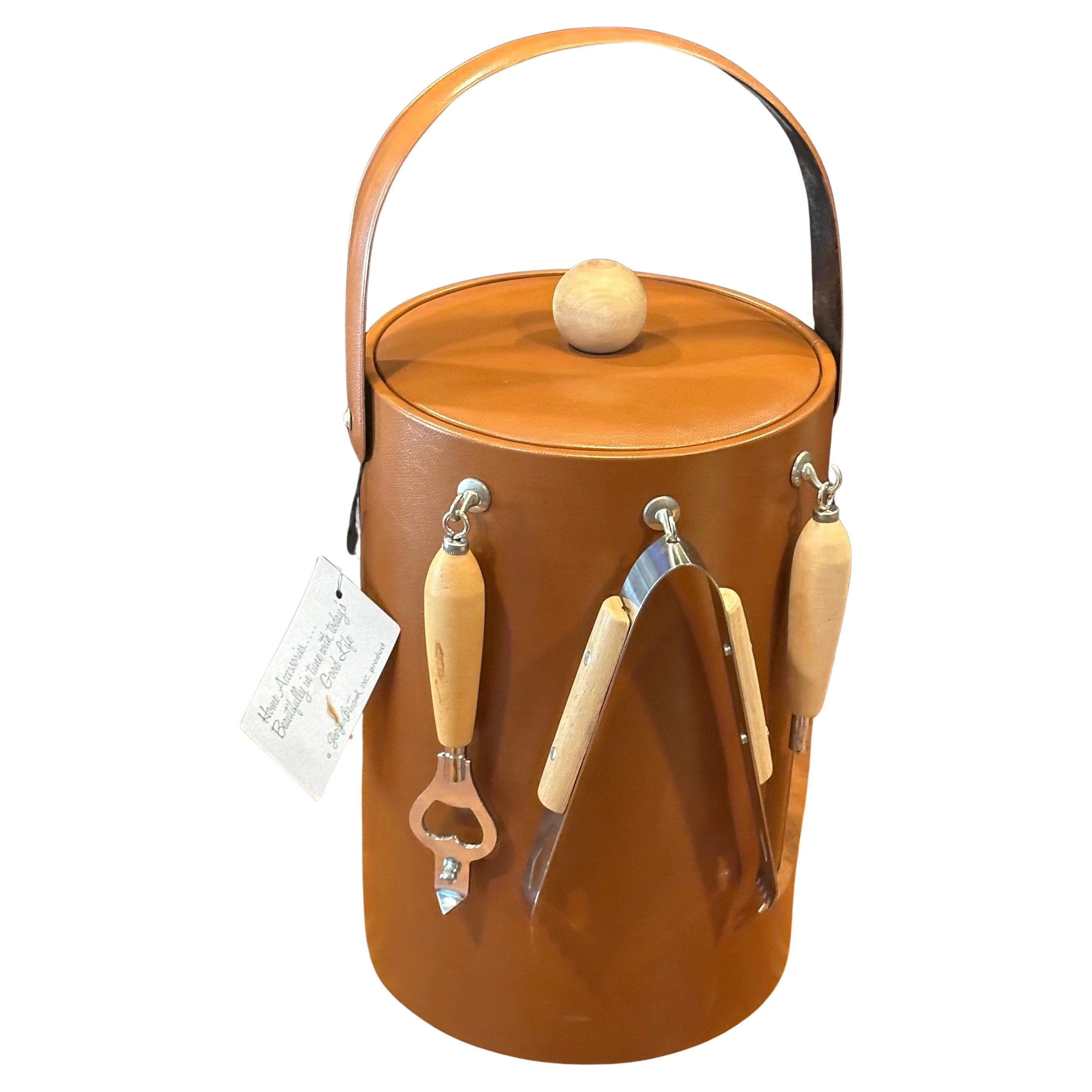 MCM Ice Bucket with Bar Tools by Georges Briard - New with Tag For Sale