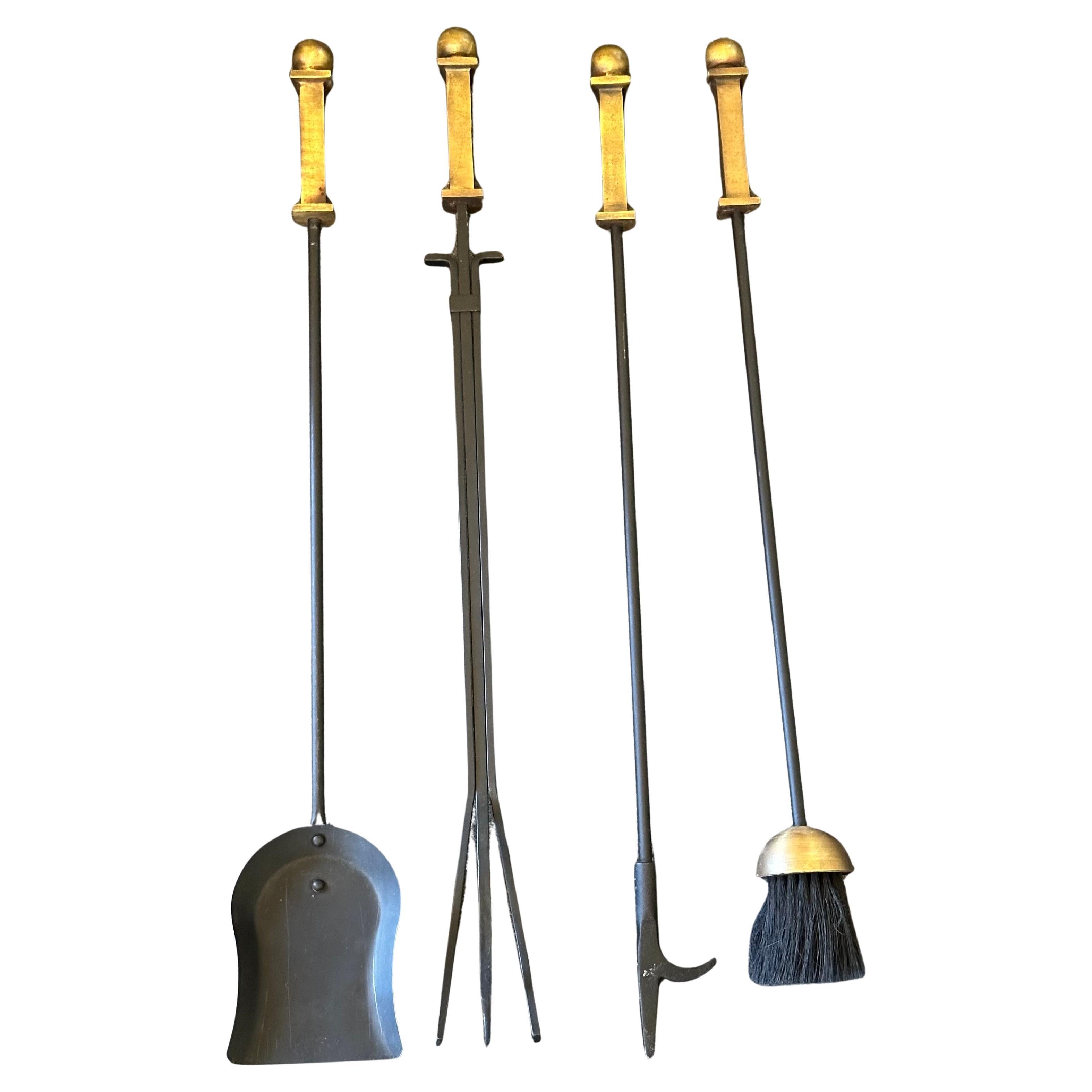Mid-Century Modern Set of Four Hollywood Regency Fireplace Tools by Pilgrim Manufacturing For Sale