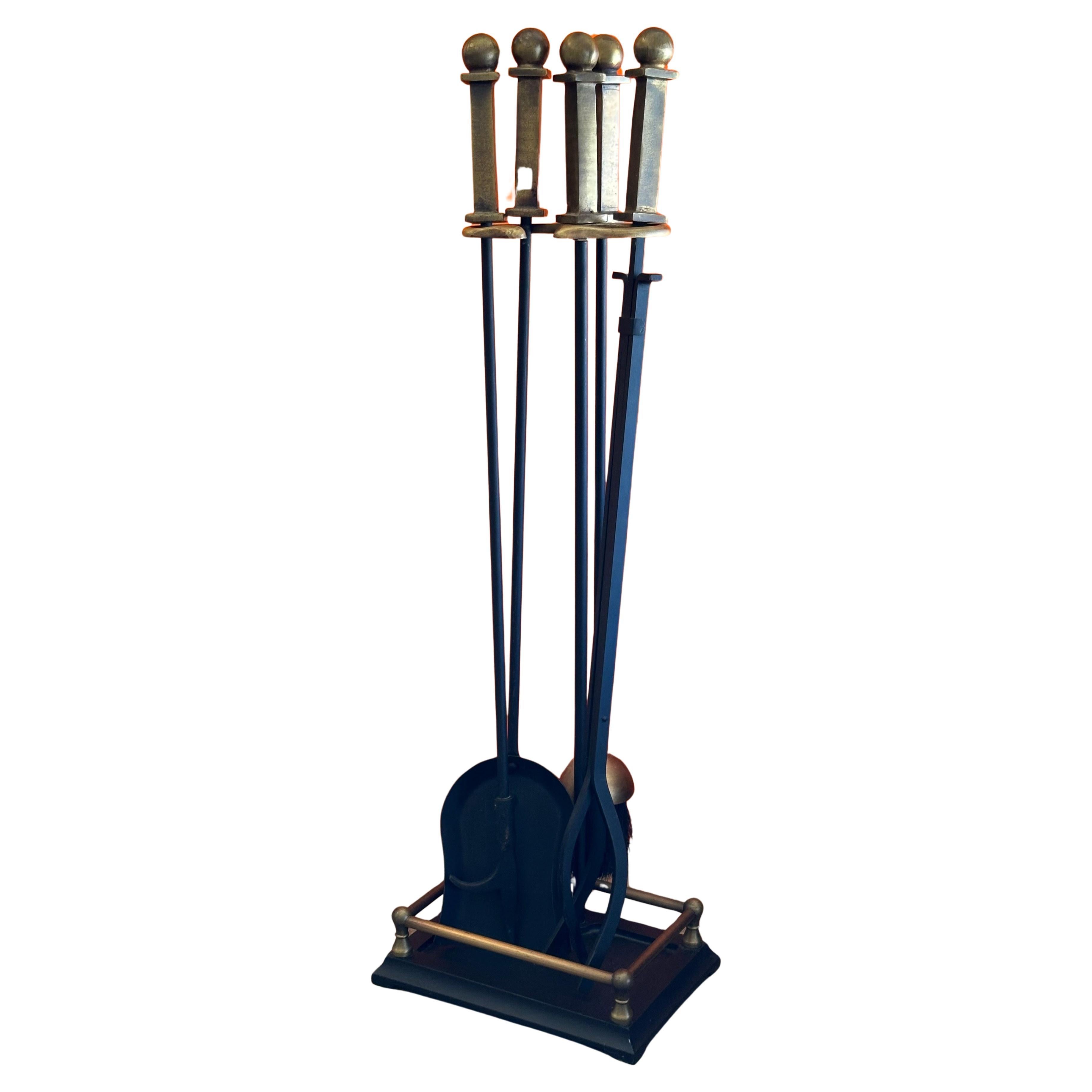 Set of Four Hollywood Regency Fireplace Tools by Pilgrim Manufacturing For Sale 11