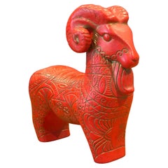 Escultura etrusca de cerámica de carnero al estilo de Aldo Londi para Bitossi