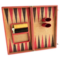 Antique Rare Backgammon Set with Cork Board & Wood Chips Potafolio Antique Rare Backgammon Set with Cork Board & Wood Chips Potafolio