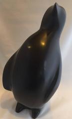 Solid Black Marble Modernist Penguin Sculpture by Japanese Artist Kuki