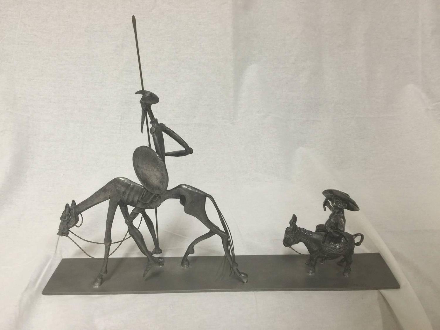 Signed Pewter Sculpture of Don Quixote by Noted French Sculptor Michel