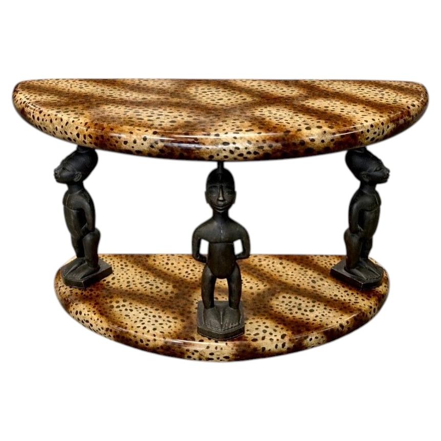 Favoloso Tavolo Consolle Demilune con stampa leopardata figurata africana di Maitland Smith