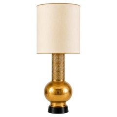 Mid-Century Stiffel Sculptural Ceramic Table Lamp in Gold with Geometric Detail