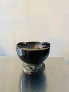 Cendrier vintage espagnol en argent et bakélite, d'inspiration Art déco, en alpaca