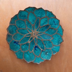 Mexican Modernist Pepe Mendoza Brass and Malachite Lotus Bowl, 1950s