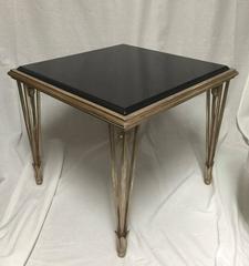 Gorgeous Pair of Nancy Corzine Gilded Black Marble End / Side Tables