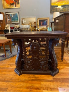 Ornate Hand-Carved Portrait & Shell Console Table