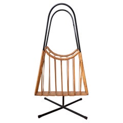 Wrapped Cane and Iron Magazine Holder by Arthur Umanoff for Raymor