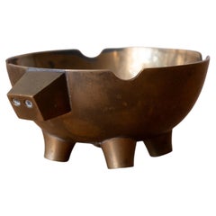 Vintage Mid-Century Modern Stylized Pig Ashtray or Catchall Trinket Bowl
