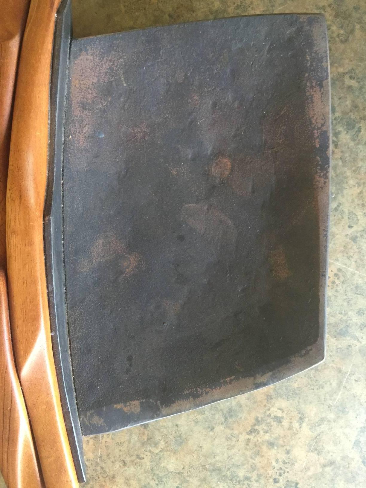 American Craftsman Unique Primitive Iron and Wood Tray For Sale