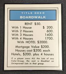 Vintage Monopoly Boardwalk Title Deed Lithograph