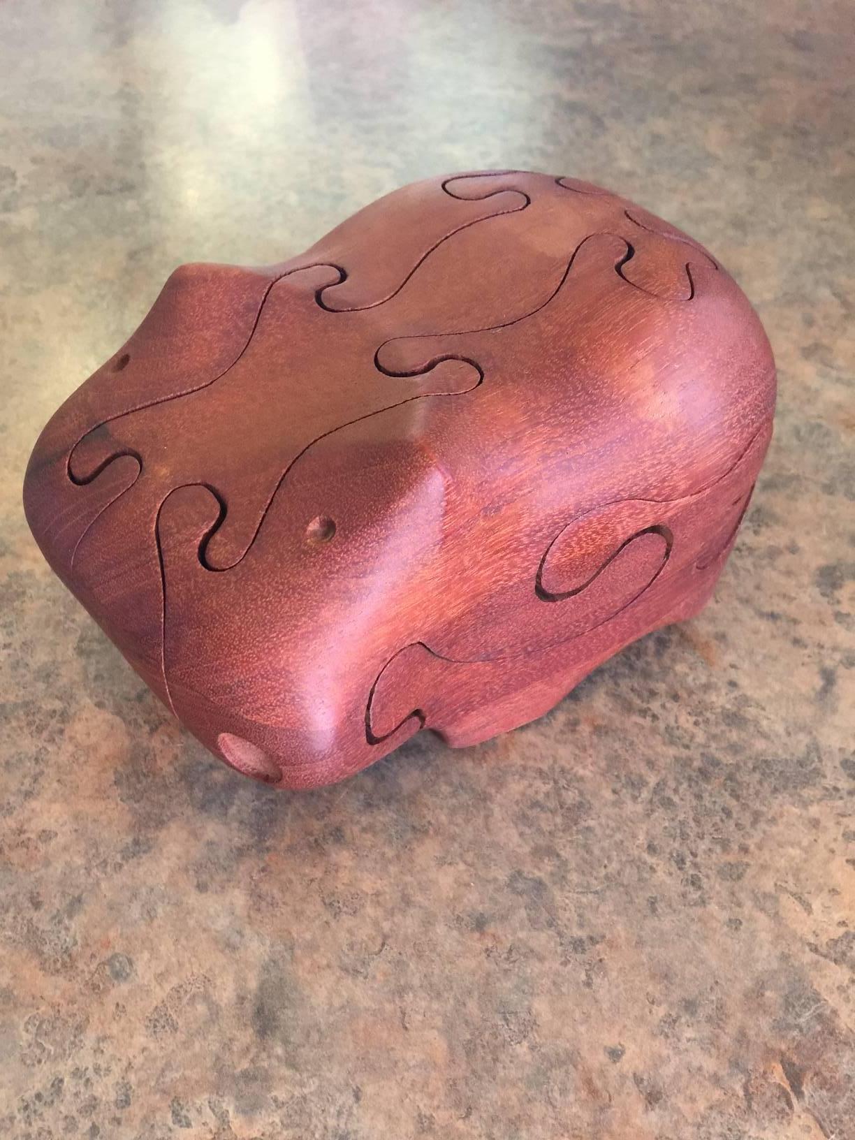 Mid-Century Modern Mid-Century Teak Puzzle / Hippo Sculpture by Deborah D. Bump