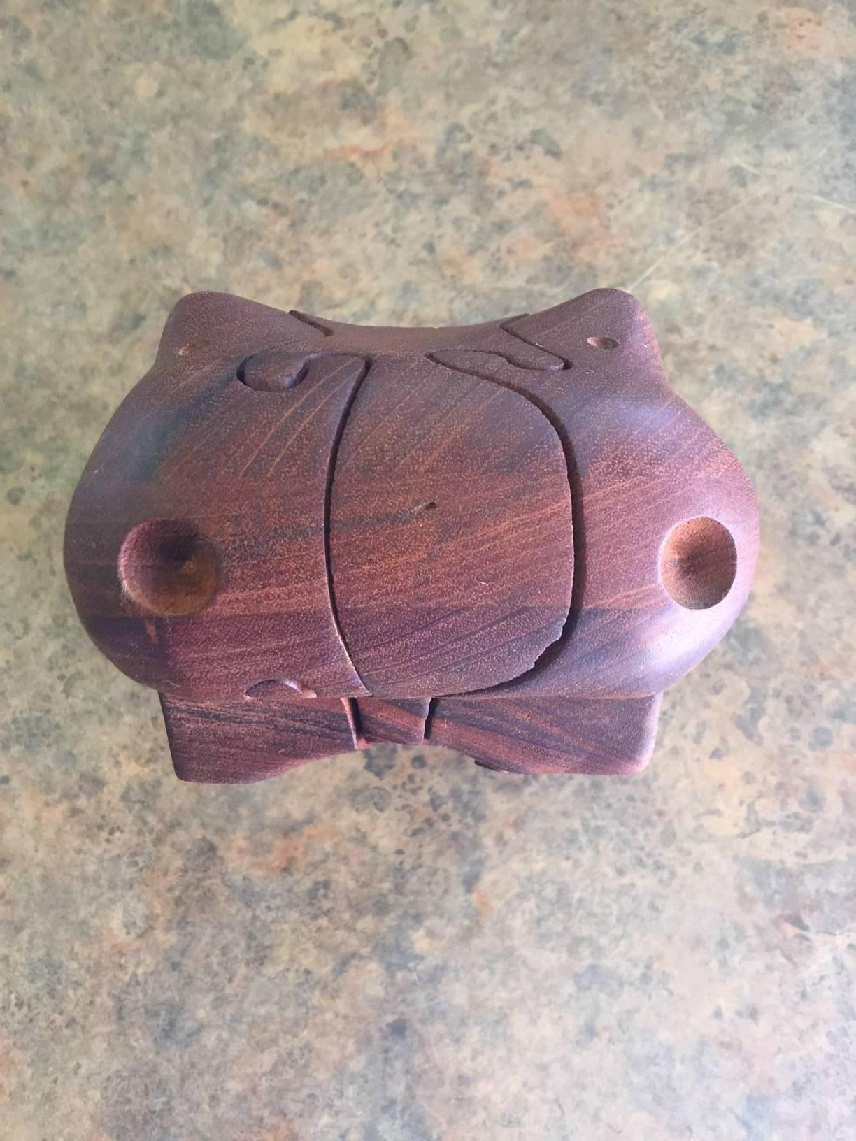 Mid-Century Teak Puzzle / Hippo Sculpture by Deborah D. Bump In Excellent Condition In San Diego, CA