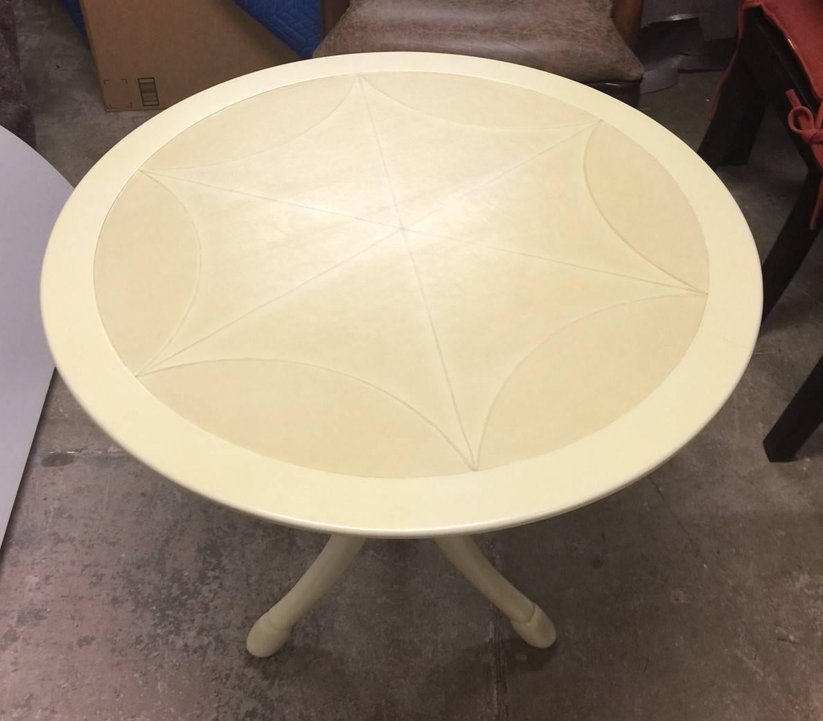 Painted Pimlico End Table by Ferrell & Mittman with Calf Skin Top For Sale