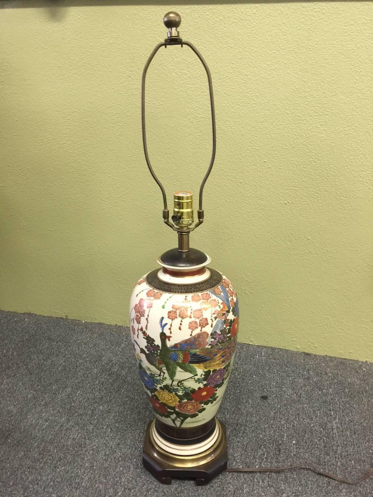 Gorgeous Frederick Cooper Hand-Painted Satsuma Table Lamp 1