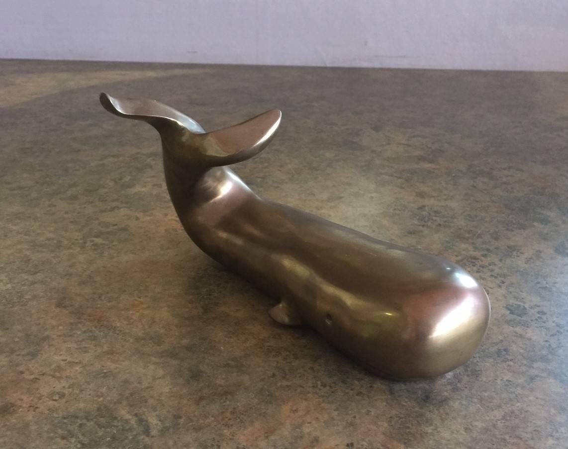Very nice Mid-Century brass whale sculpture/ paperweight approximately 8.5