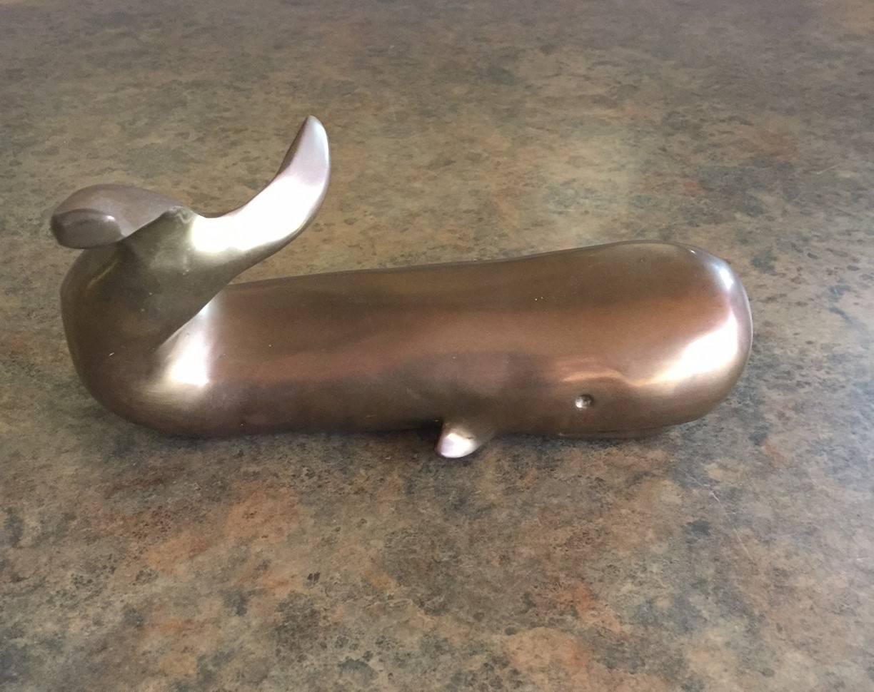 Mid-Century Brass Whale Sculpture/ Paperweight In Good Condition In San Diego, CA