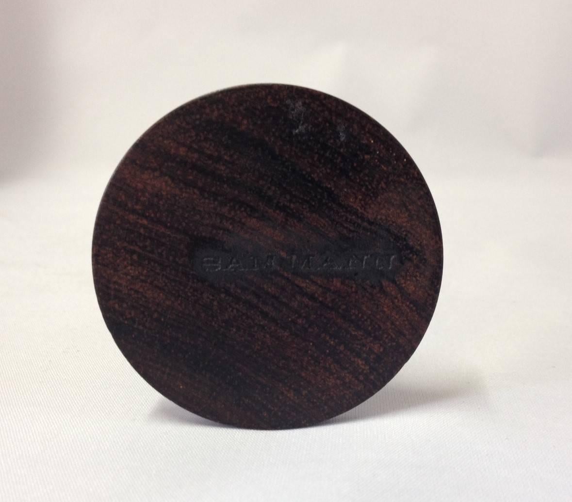 Mid-Century Modern Set of Three Graduated Rosewood and Black Steel Candlesticks by Sam Mann
