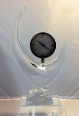 Mid-Century Crescent Moon Shaped Crystal Clock by Daum