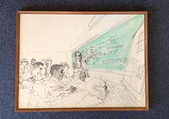 Set of Three Original Industrial Impressionistic Drawings by Feliks Topolski