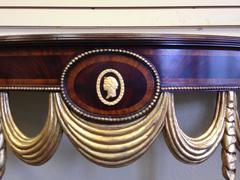 Fabulous Demilune Inlaid Mahogany Console Table by Maitland-Smith