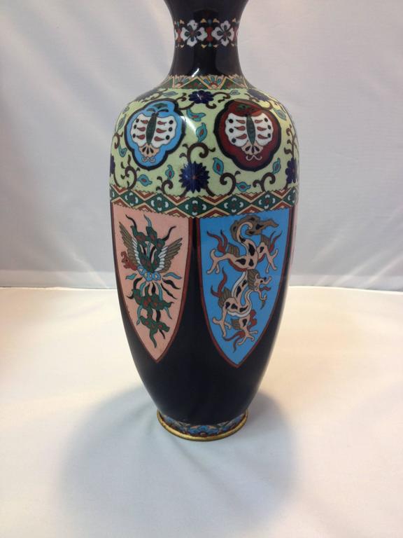 Japanese Cloisonne Vase with Dragon Motif from the Meiji