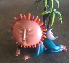 Sun God Ceramic Sculpture by Sergio Bustamante