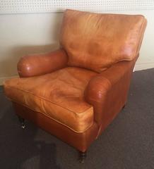 Pair of Distressed Leather Club Chairs by George Smith