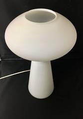 Tall White Frosted Glass Mushroom Lamp by Laurel