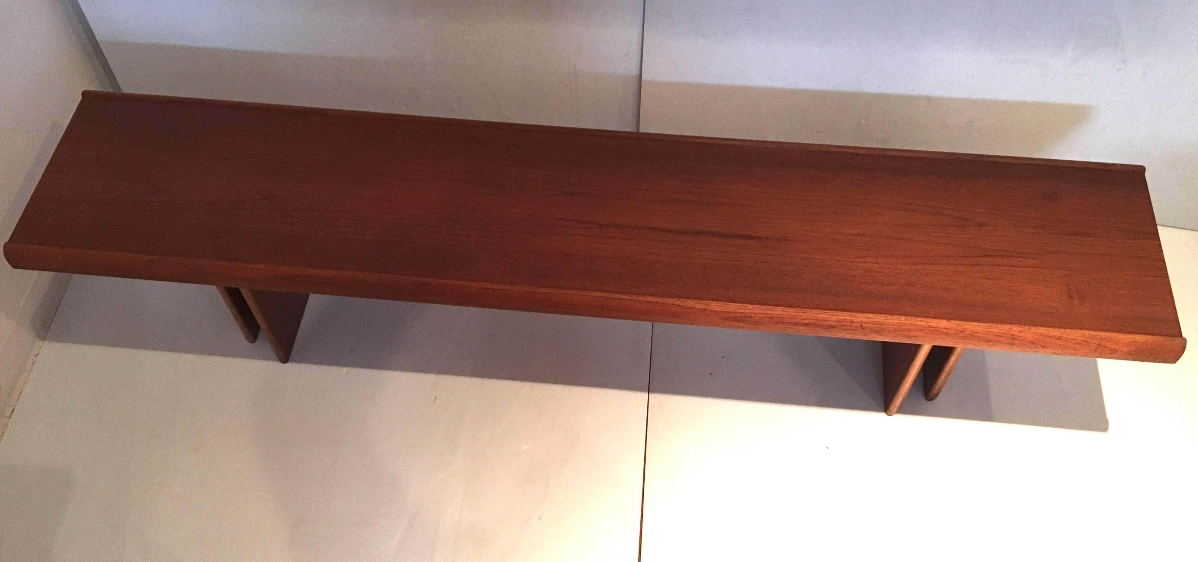 20th Century Danish Modern X-Long Teak Coffee Table or Bench